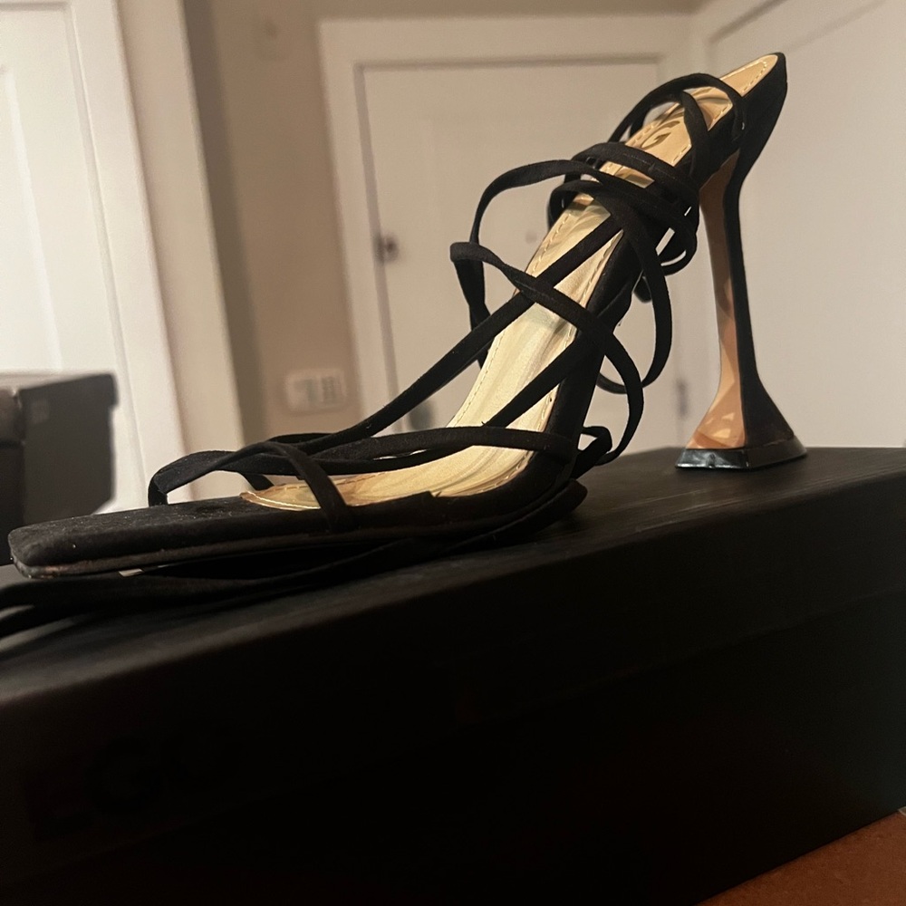 Black lace up heels